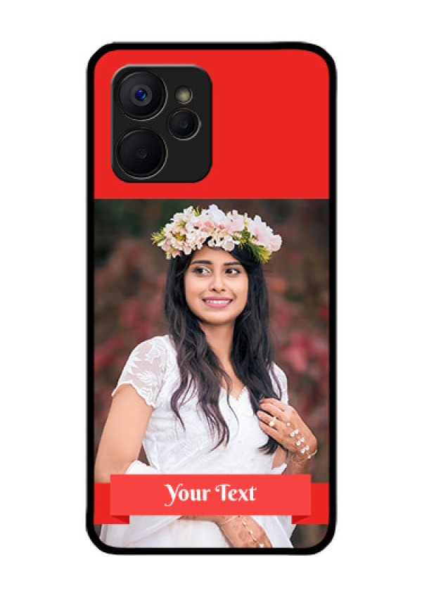 Realme 9i 5G Custom Glass Phone Case - Simple Red Color Design