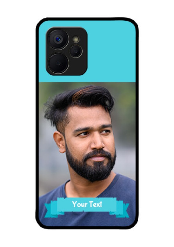 Realme 9i 5G Personalized Glass Phone Case - Simple Blue Color Design