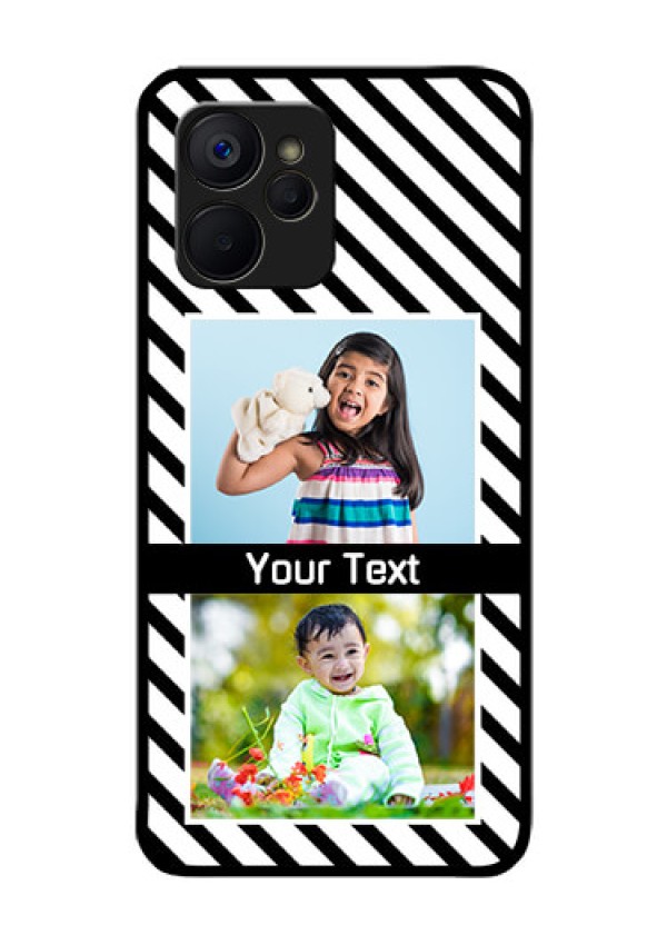 Realme 9i 5G Photo Printing on Glass Case - Black And White Stripes Design