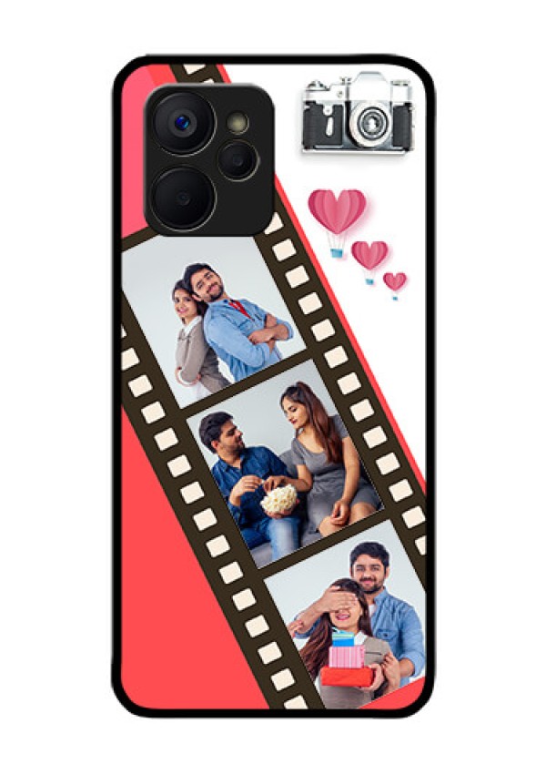 Realme 9i 5G Personalized Glass Phone Case - 3 Image Holder with Film Reel