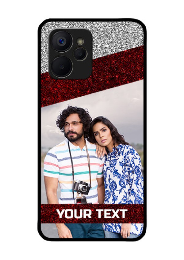 Realme 9i 5G Personalized Glass Phone Case - Image Holder with Glitter Strip Design