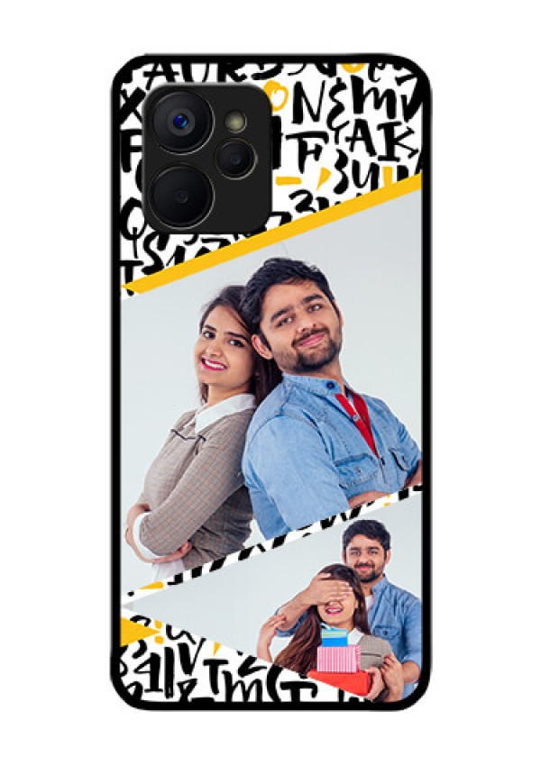 Realme 9i 5G Custom Glass Mobile Case - Letters Pattern Design