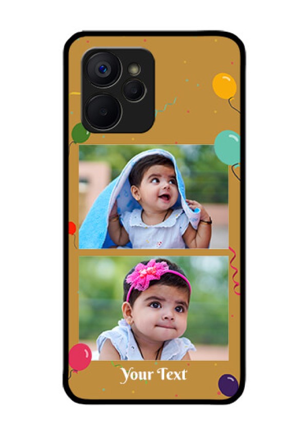 Realme 9i 5G Personalized Glass Phone Case - Image Holder with Birthday Celebrations Design