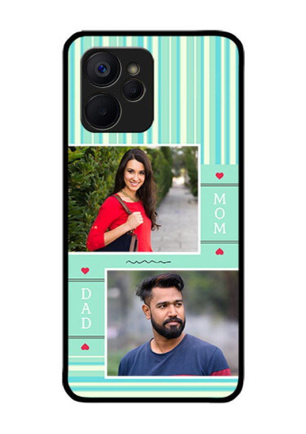 Realme 9i 5G Custom Glass Phone Case - Mom & Dad Pic Design