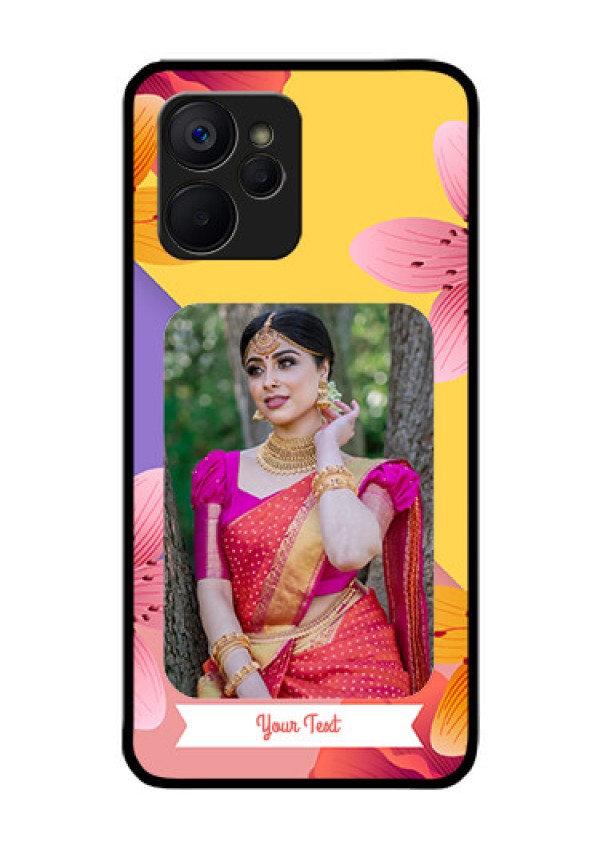 Realme 9i 5G Custom Glass Mobile Case - 3 Image With Vintage Floral Design