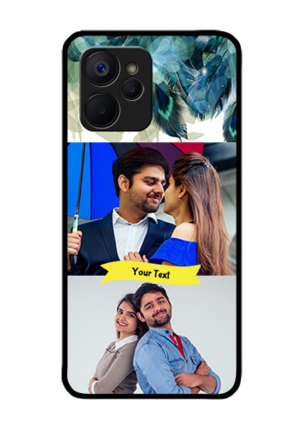 Realme 9i 5G Personalized Glass Phone Case - Image with Boho Peacock Feather Design