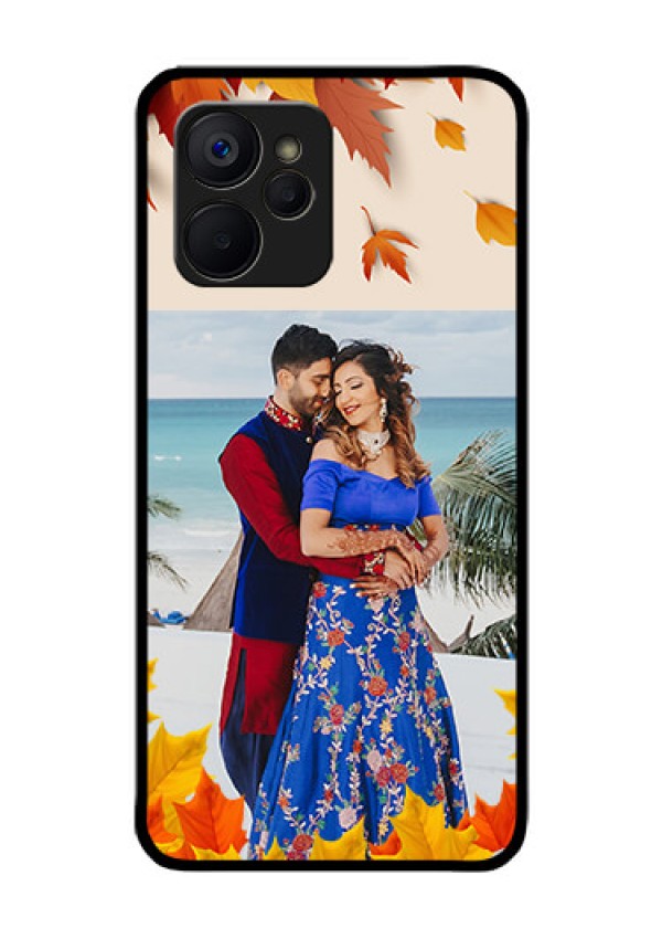 Realme 9i 5G Photo Printing on Glass Case - Autumn Maple Leaves Design