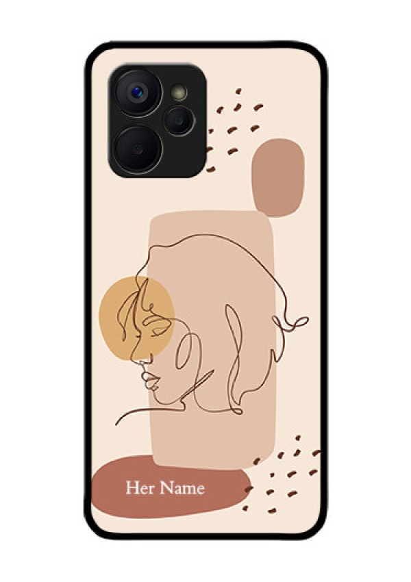 Realme 9i 5G Photo Printing on Glass Case - Calm Woman line art Design
