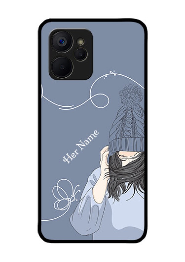 Realme 9i 5G Custom Glass Mobile Case - Girl in winter outfit Design