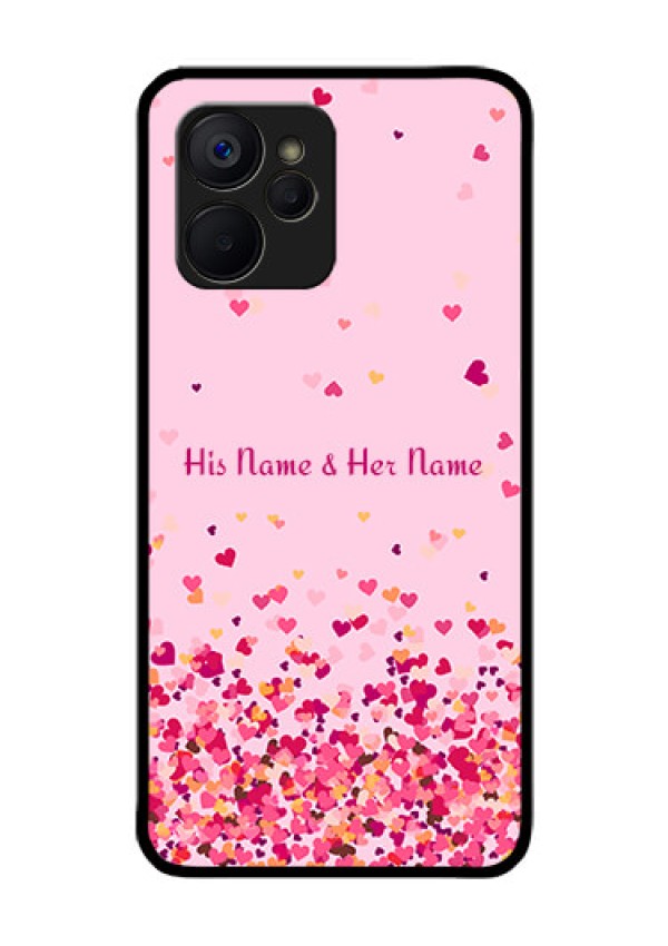 Realme 9i 5G Photo Printing on Glass Case - Floating Hearts Design