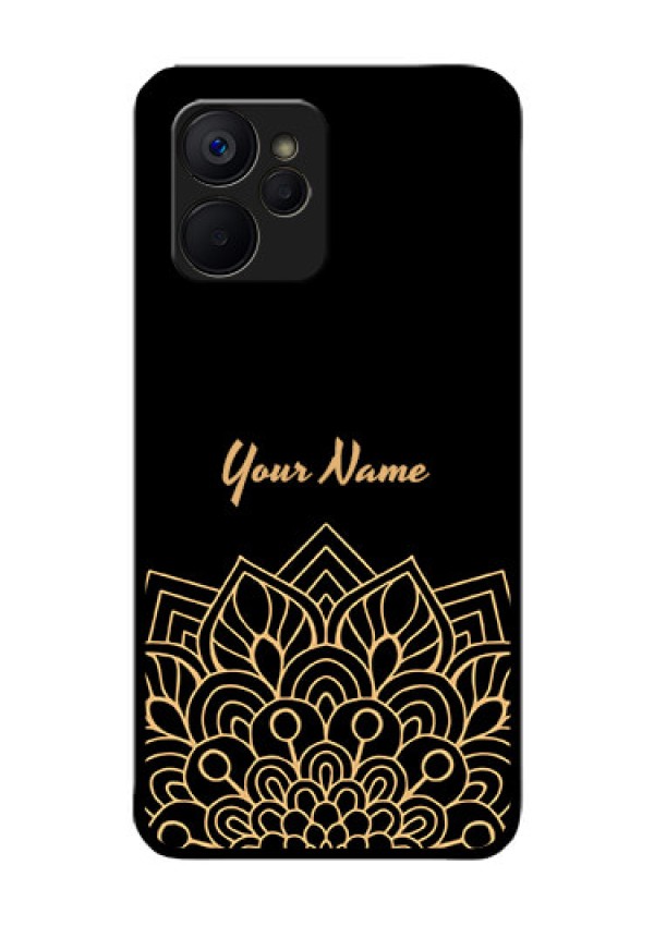 Realme 9i 5G Custom Glass Phone Case - Golden mandala Design