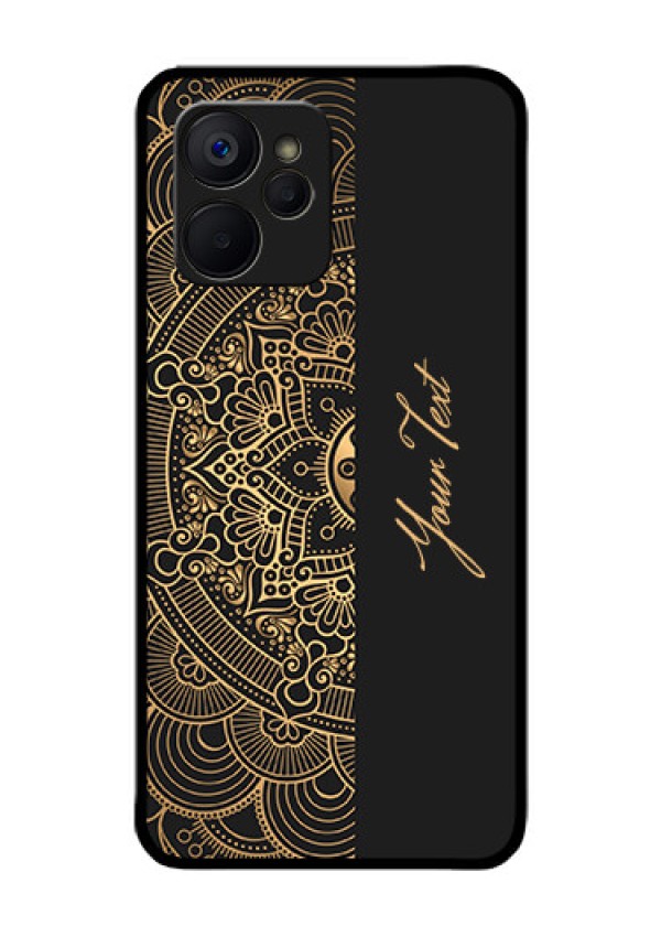 Realme 9i 5G Photo Printing on Glass Case - Mandala art with custom text Design