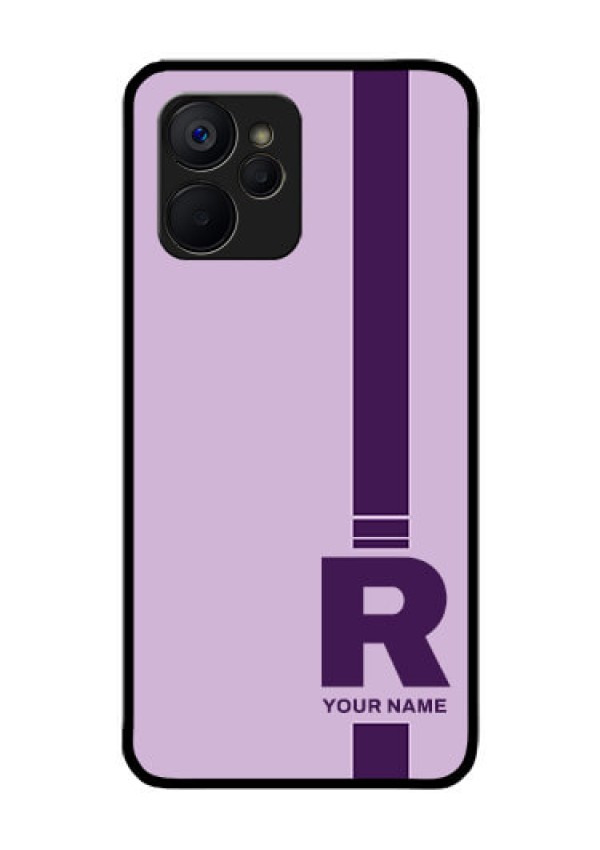 Realme 9i 5G Photo Printing on Glass Case - Simple dual tone stripe with name Design
