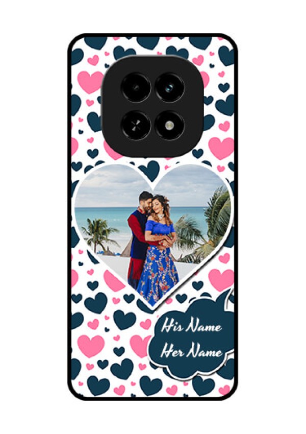 Realme C63 5G Custom Glass Phone Case - Pink and Blue Heart Design