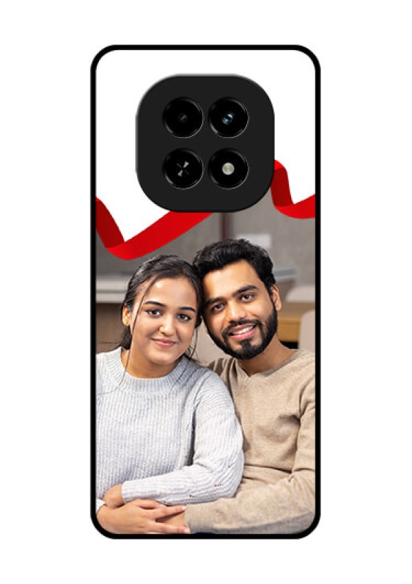 Realme C63 5G Custom Glass Phone Case - Red Ribbon Frame Design