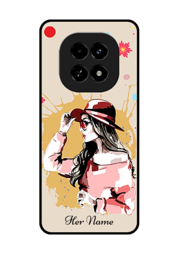 Realme C63 5G Custom Glass Phone Case - Women With Pink Hat Design