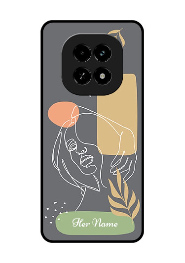 Realme C63 5G Custom Glass Phone Case - Gazing Woman Line Art Design