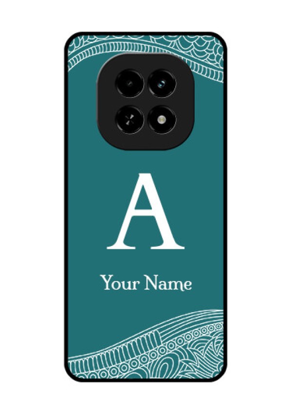 Realme C63 5G Custom Glass Phone Case - Line Art Pattern With Custom Name Design