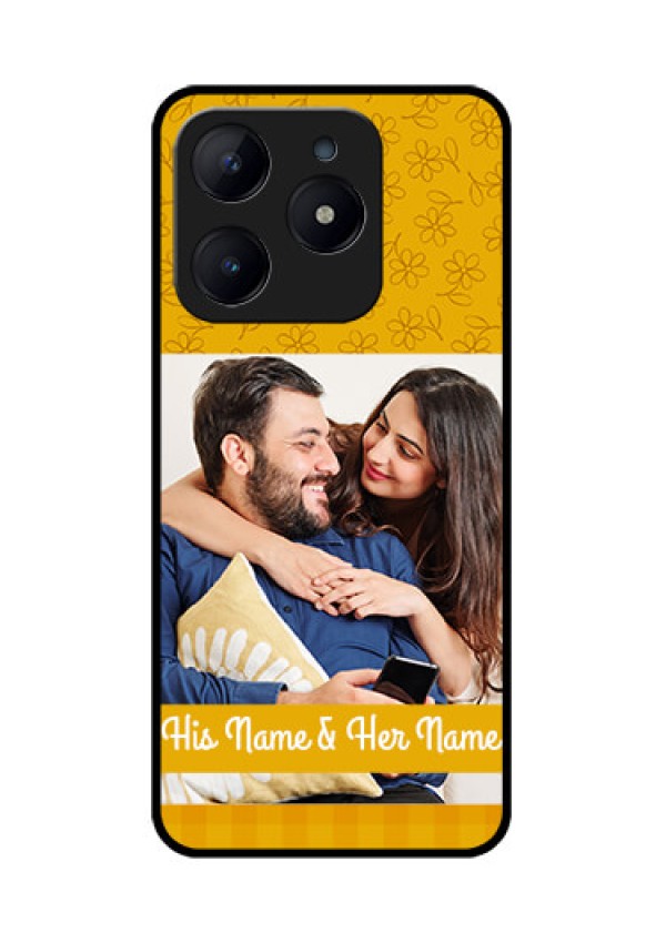 Realme C63 Custom Glass Phone Case - Yellow Floral Design