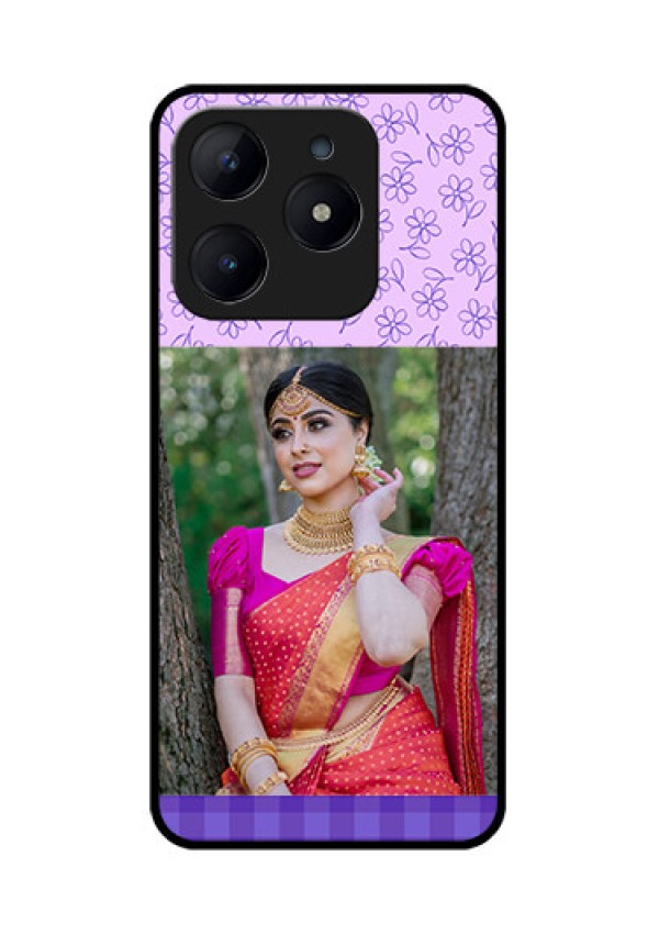 Realme C63 Custom Glass Phone Case - Purple Floral Design