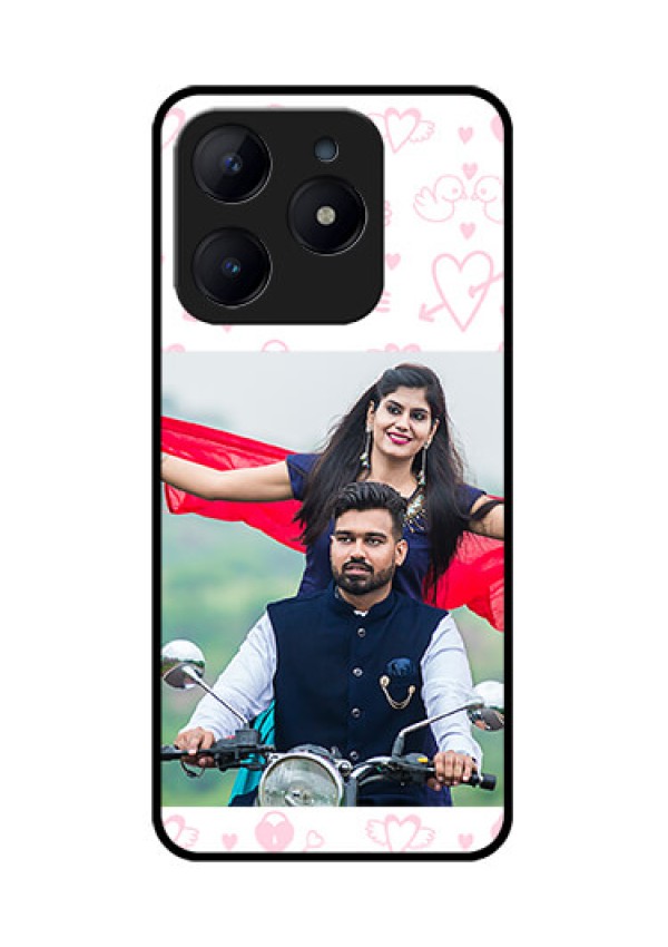 Realme C63 Custom Glass Phone Case - Pink Flying Heart Design