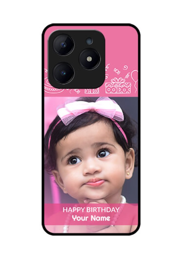 Realme C63 Custom Glass Phone Case - With Birthday Line Art Design