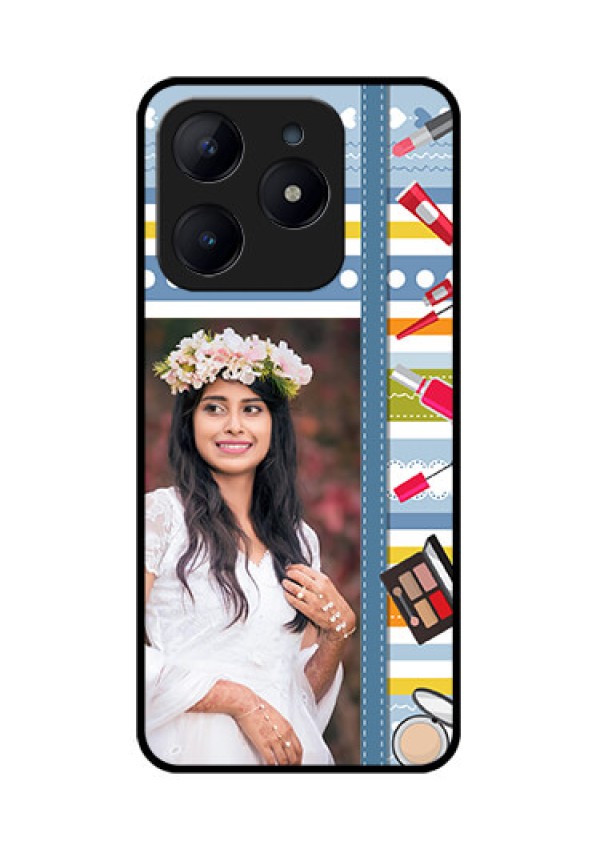 Realme C63 Custom Glass Phone Case - Makeup Icons Design