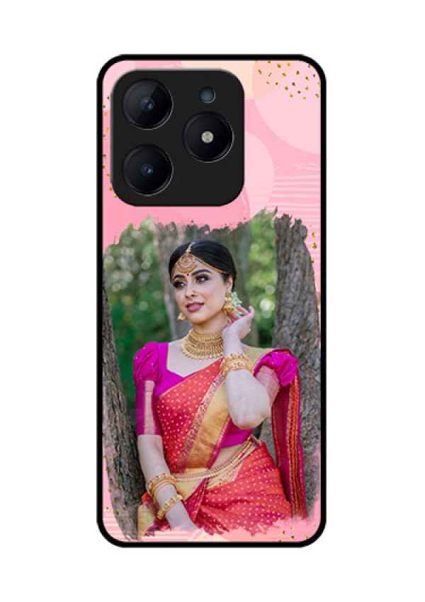 Realme C63 Custom Glass Phone Case - Gold Glitter Splash Design