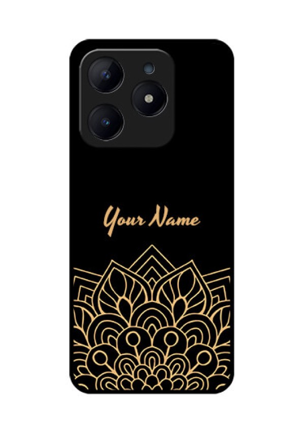 Realme C63 Custom Glass Phone Case - Golden Mandala Design
