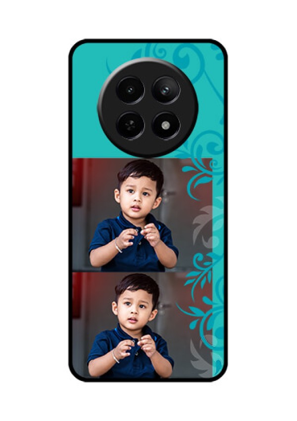 Realme C65 5G Custom Glass Phone Case - With Photo And Green Floral Design