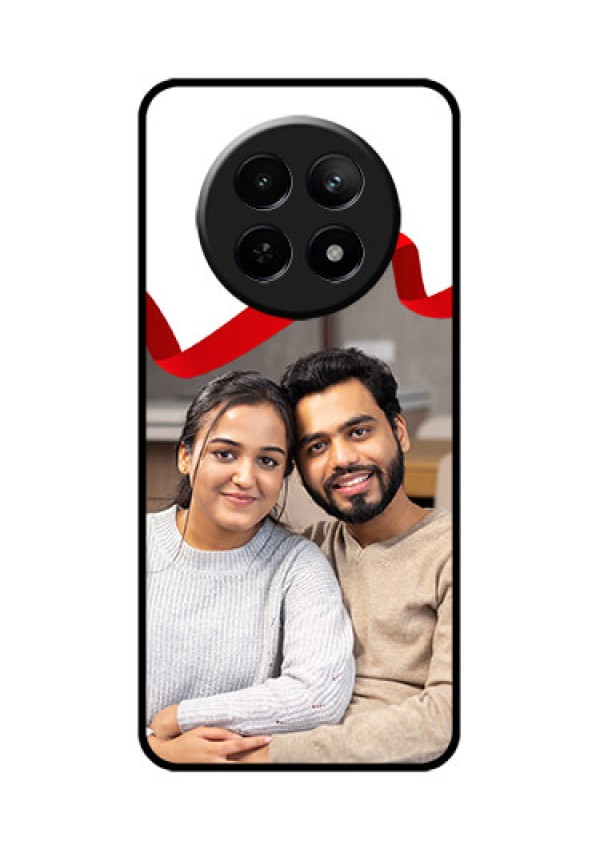 Realme C65 5G Custom Glass Phone Case - Red Ribbon Frame Design