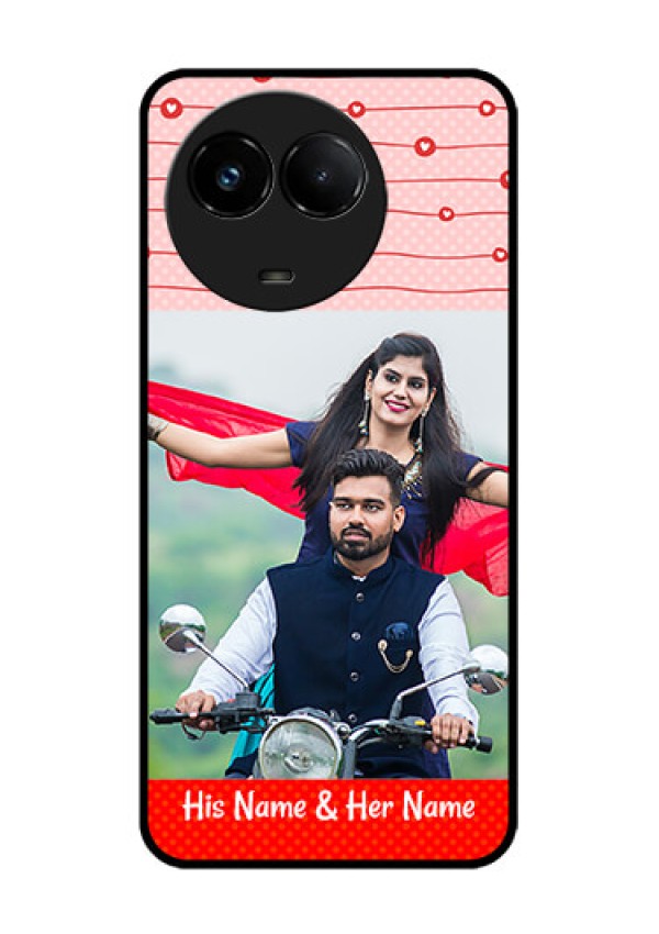 Realme C67 5G Custom Glass Phone Case - Red Pattern Case Design