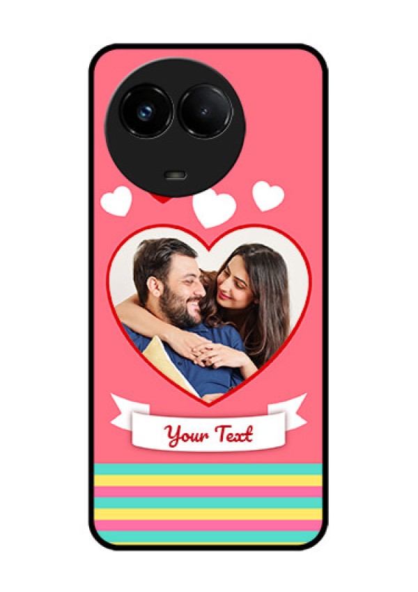 Realme C67 5G Custom Glass Phone Case - Love Shapes Doodle Design