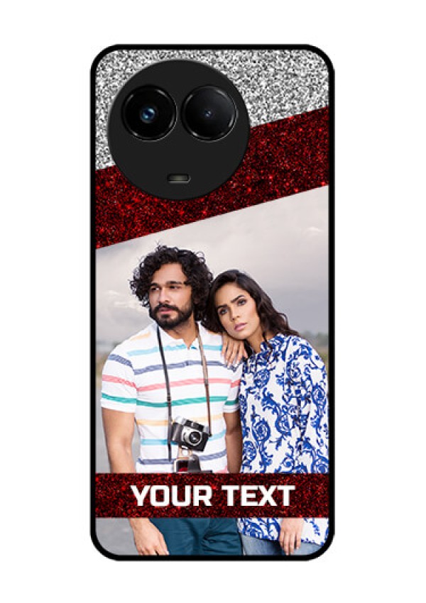 Realme C67 5G Custom Glass Phone Case - Image Holder With Glitter Strip Design