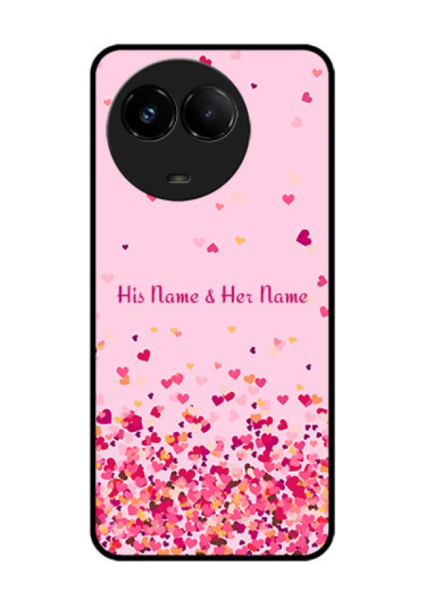 Realme C67 5G Custom Glass Phone Case - Floating Hearts Design