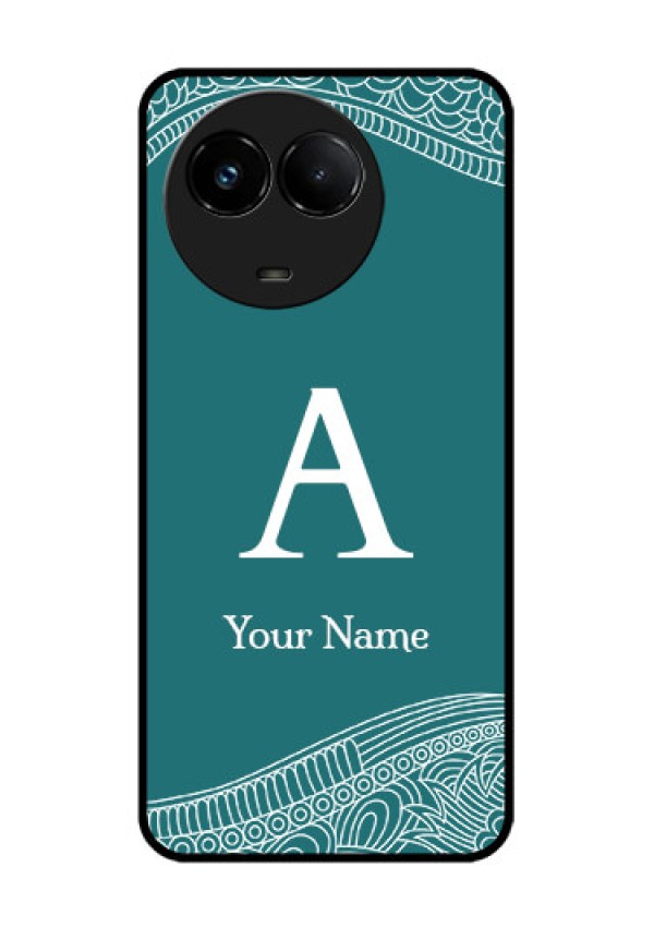 Realme C67 5G Custom Glass Phone Case - Line Art Pattern With Custom Name Design