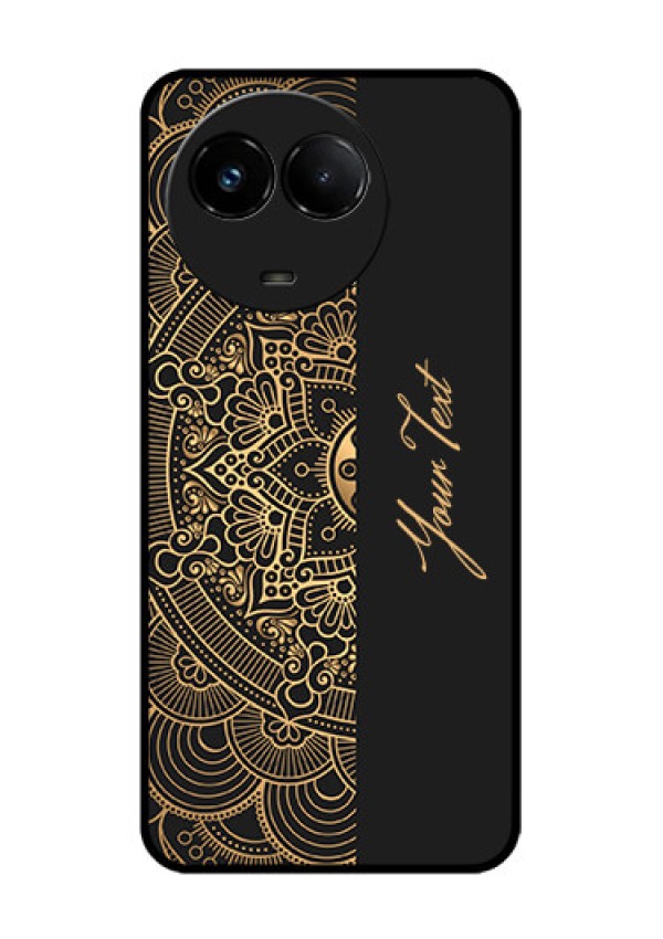 Realme C67 5G Custom Glass Phone Case - Mandala Art With Custom Text Design