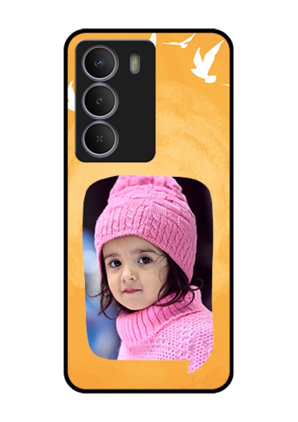 Realme C73 5G Custom Glass Phone Case - Water Color Design With Bird Icons
