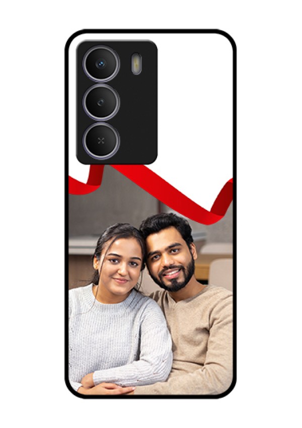 Realme C73 5G Custom Glass Phone Case - Red Ribbon Frame Design