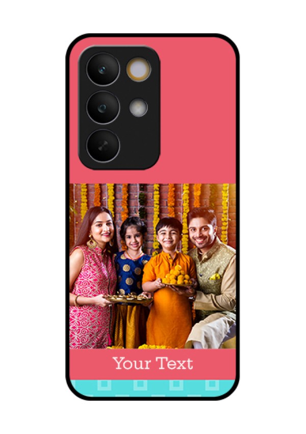 Realme C85 5G Custom Glass Phone Case - Peach & Blue Color Design
