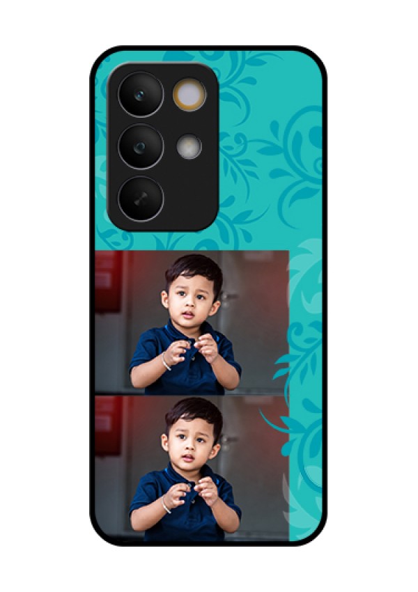 Realme C85 5G Custom Glass Phone Case - With Photo And Green Floral Design
