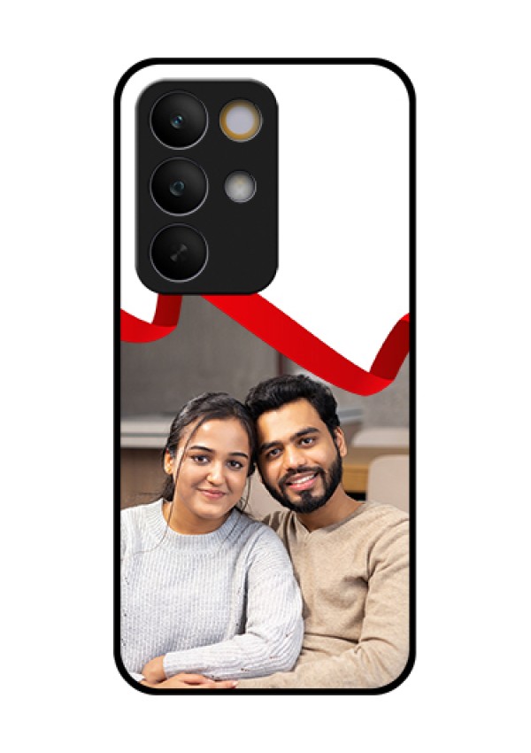 Realme C85 5G Custom Glass Phone Case - Red Ribbon Frame Design