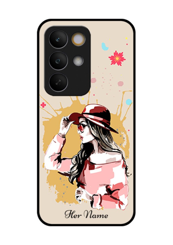 Realme C85 5G Custom Glass Phone Case - Women With Pink Hat Design