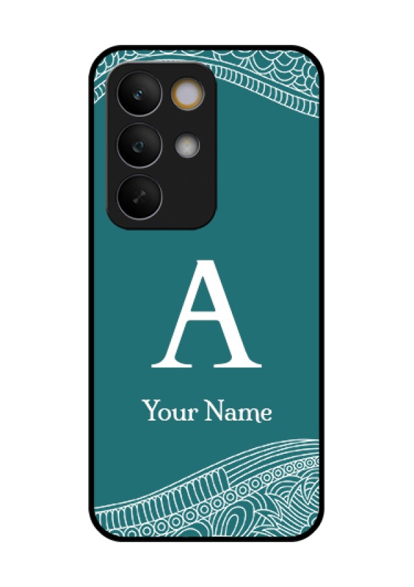 Realme C85 5G Custom Glass Phone Case - Line Art Pattern With Custom Name Design