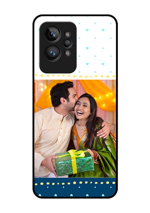 Realme GT 2 Pro Personalized Glass Phone Case - White and Blue Abstract Design