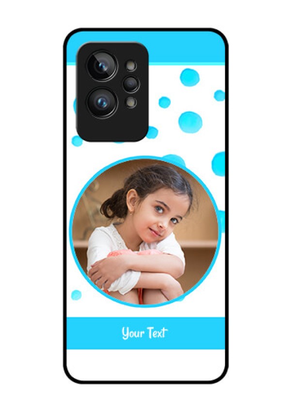 Realme GT 2 Pro Photo Printing on Glass Case - Blue Bubbles Pattern Design