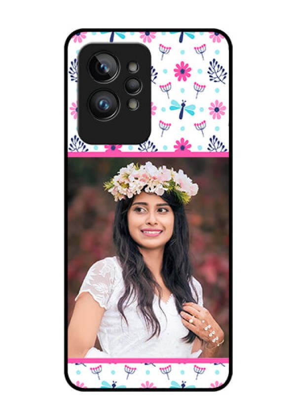 Realme GT 2 Pro Photo Printing on Glass Case - Colorful Flower Design