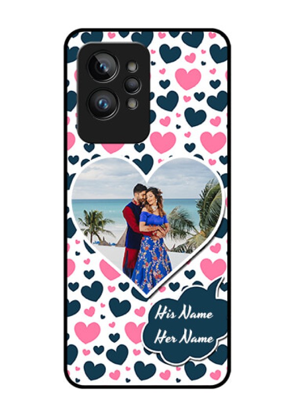 Realme GT 2 Pro Custom Glass Phone Case - Pink & Blue Heart Design