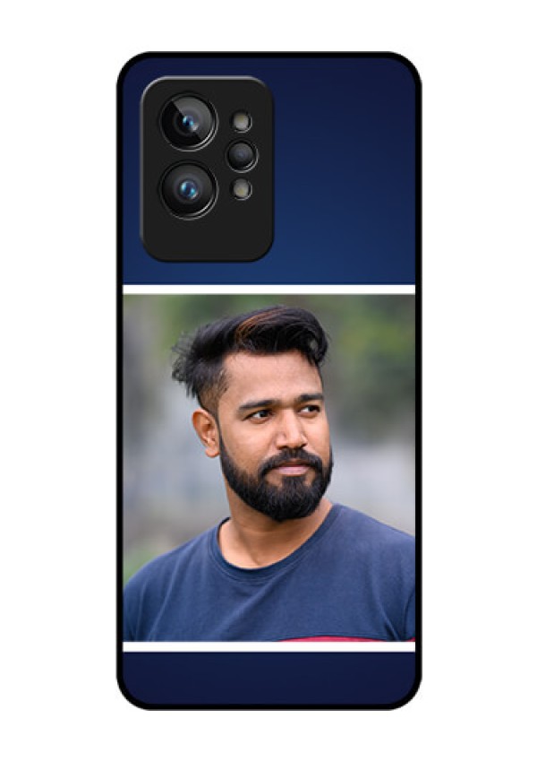 Realme GT 2 Pro Personalized Glass Phone Case - Simple Royal Blue Design