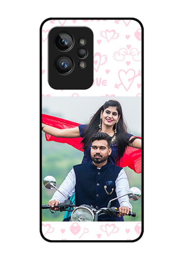 Realme GT 2 Pro Custom Glass Mobile Case - Pink Flying Heart Design